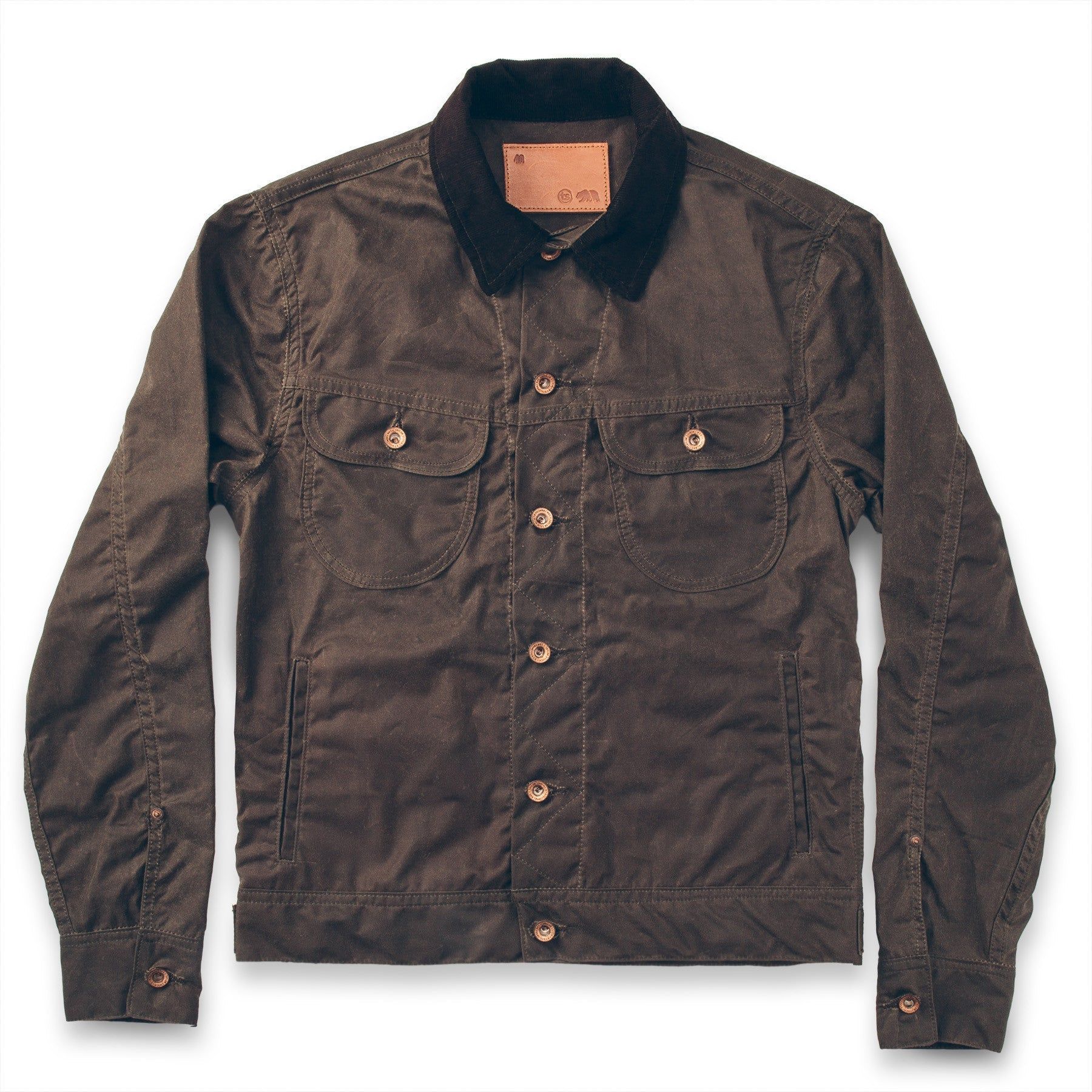 Ouown Long Haul Jacket in Dark Oak Waxed Canvas