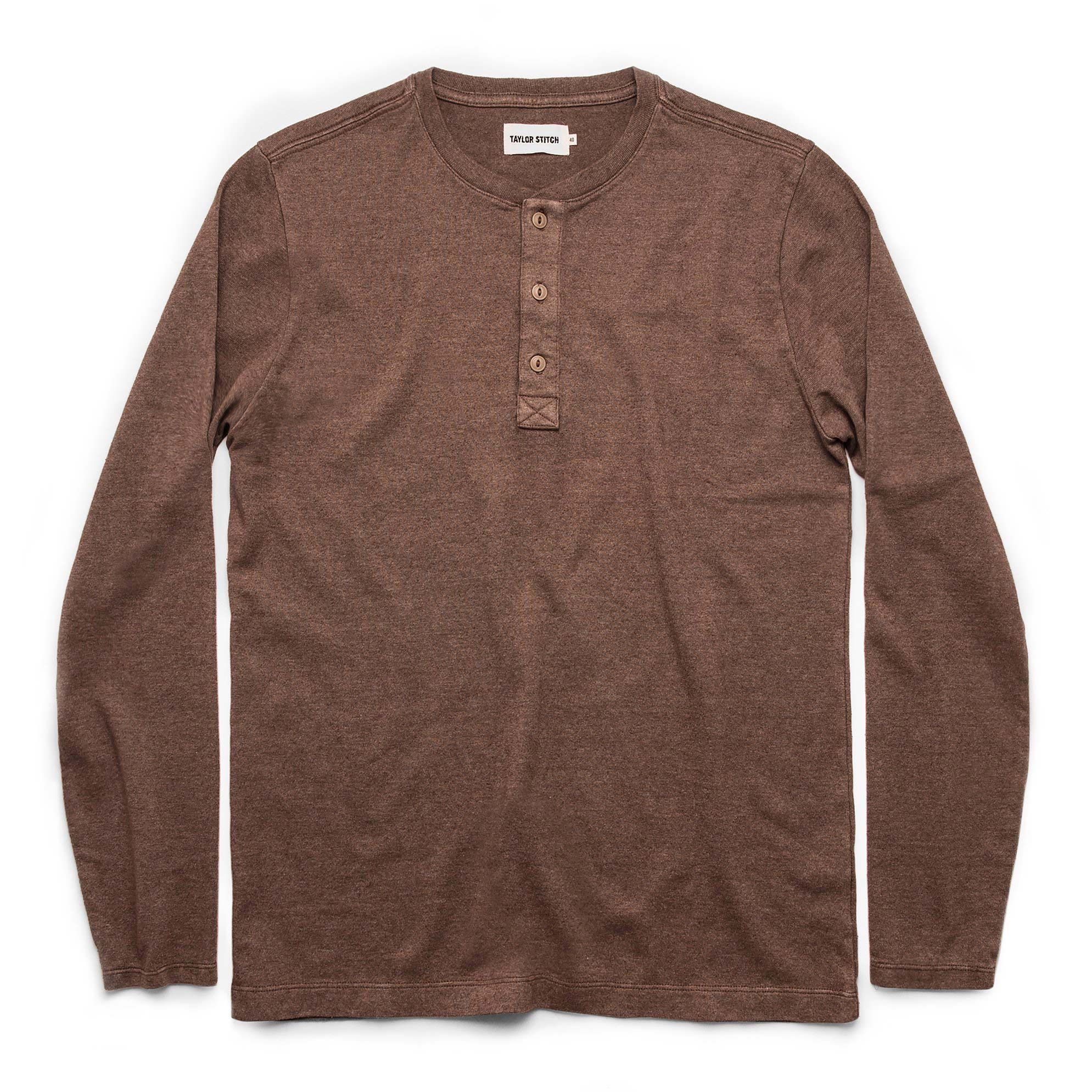 Ouown Heavy Bag Henley in Fatigue Brown