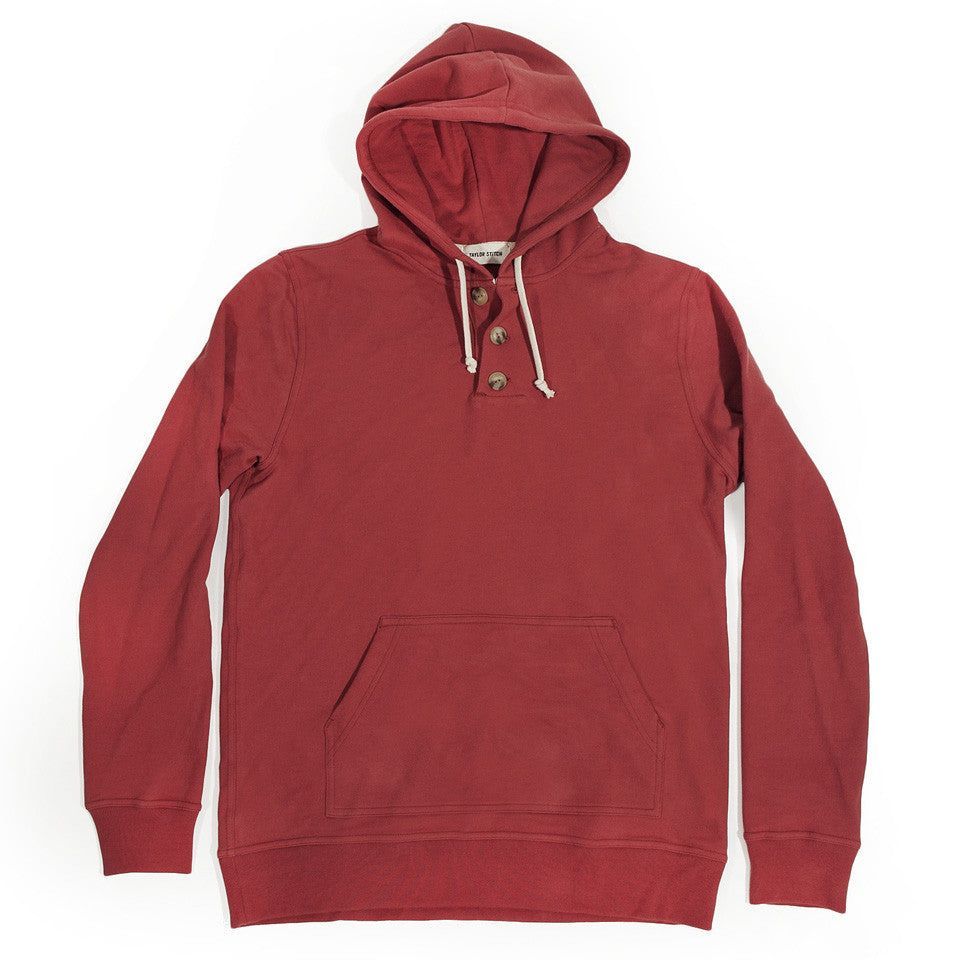 Ouown Dusty Red 3 Button Hooded Sweatshirt