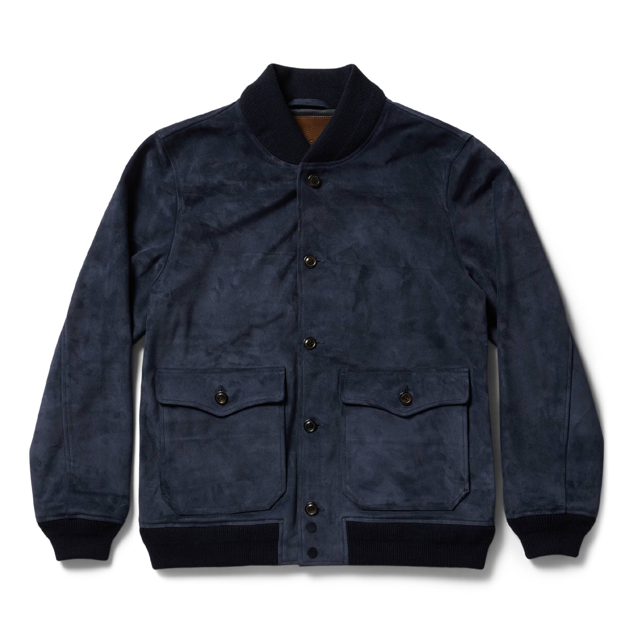 Ouown Aviator Jacket in Midnight Suede