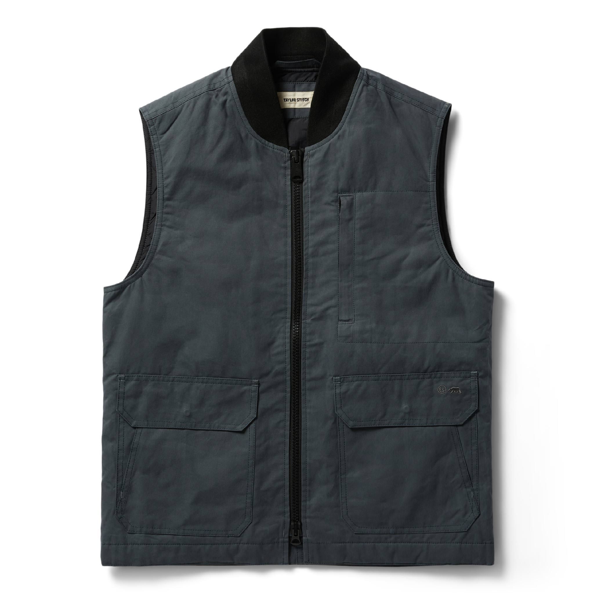 Ouown Anchorage Vest in Charcoal Dry Wax