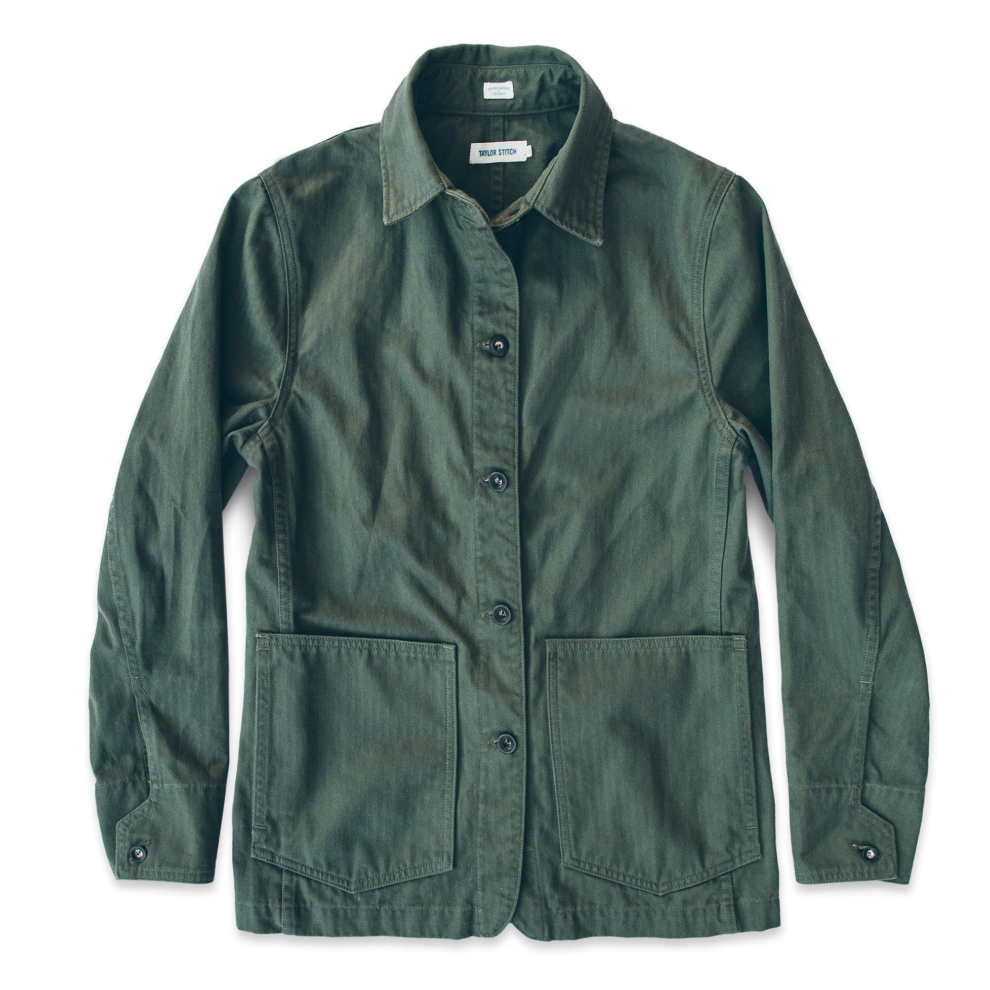 Ouown Agnes Jacket in Olive Herringbone