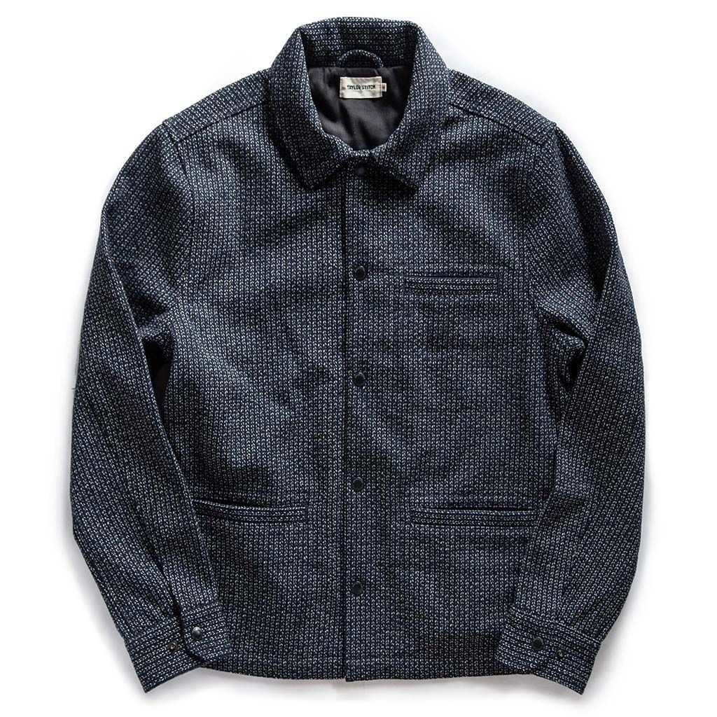 Ouown Decker Jacket in Navy Wool Beach Cloth