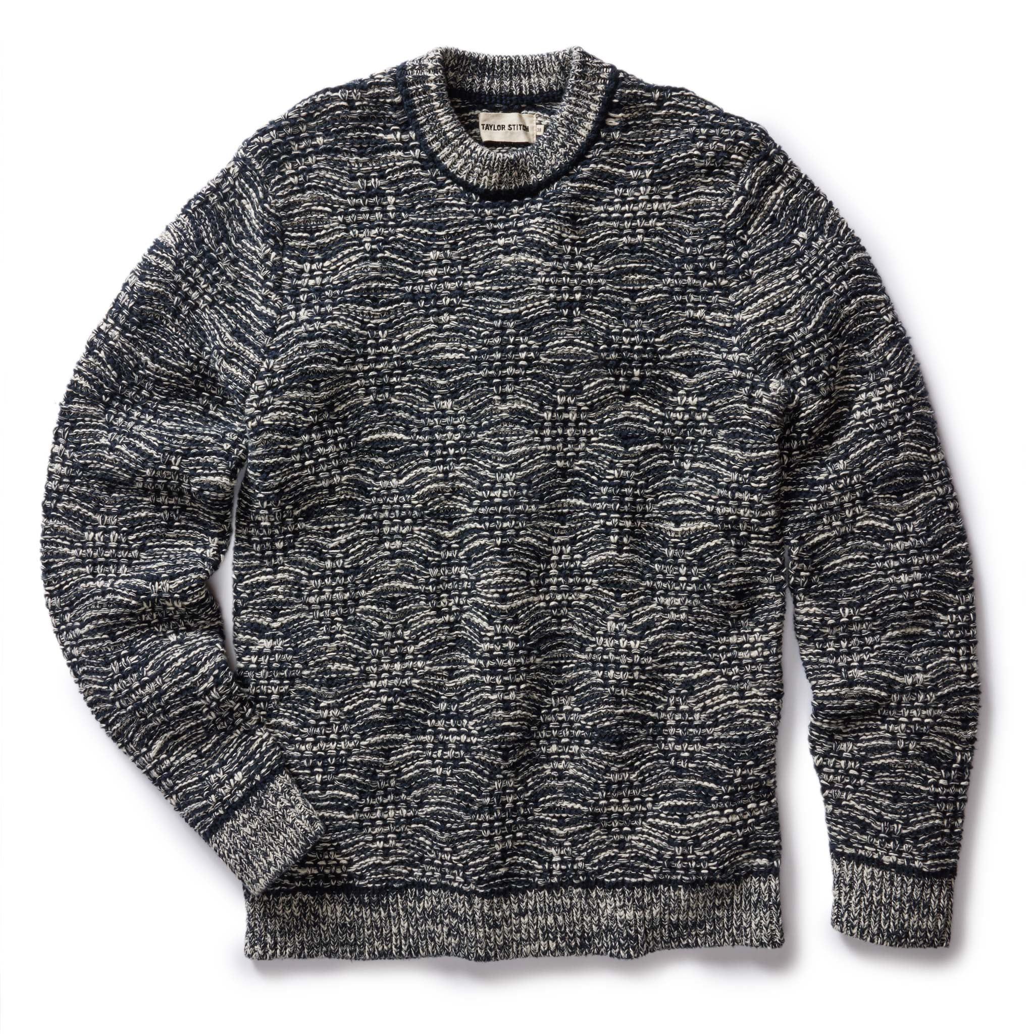 Ouown Chatham Crew in Marine Stripe Jacquard