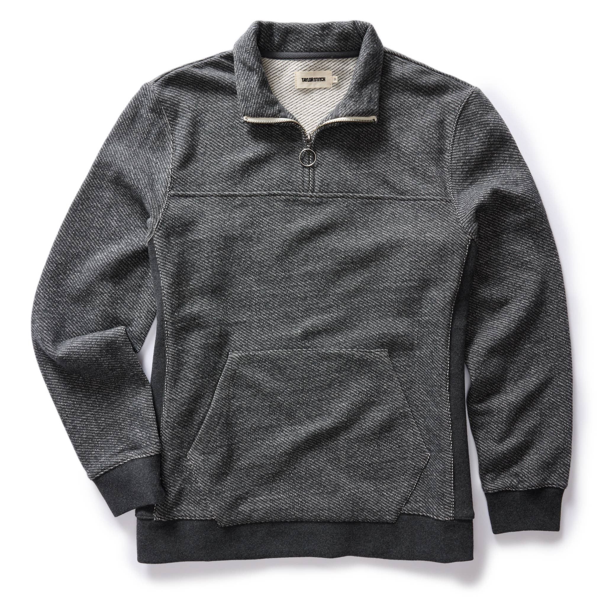 Ouown Briggs Pullover in Coal French Terry Twill Knit