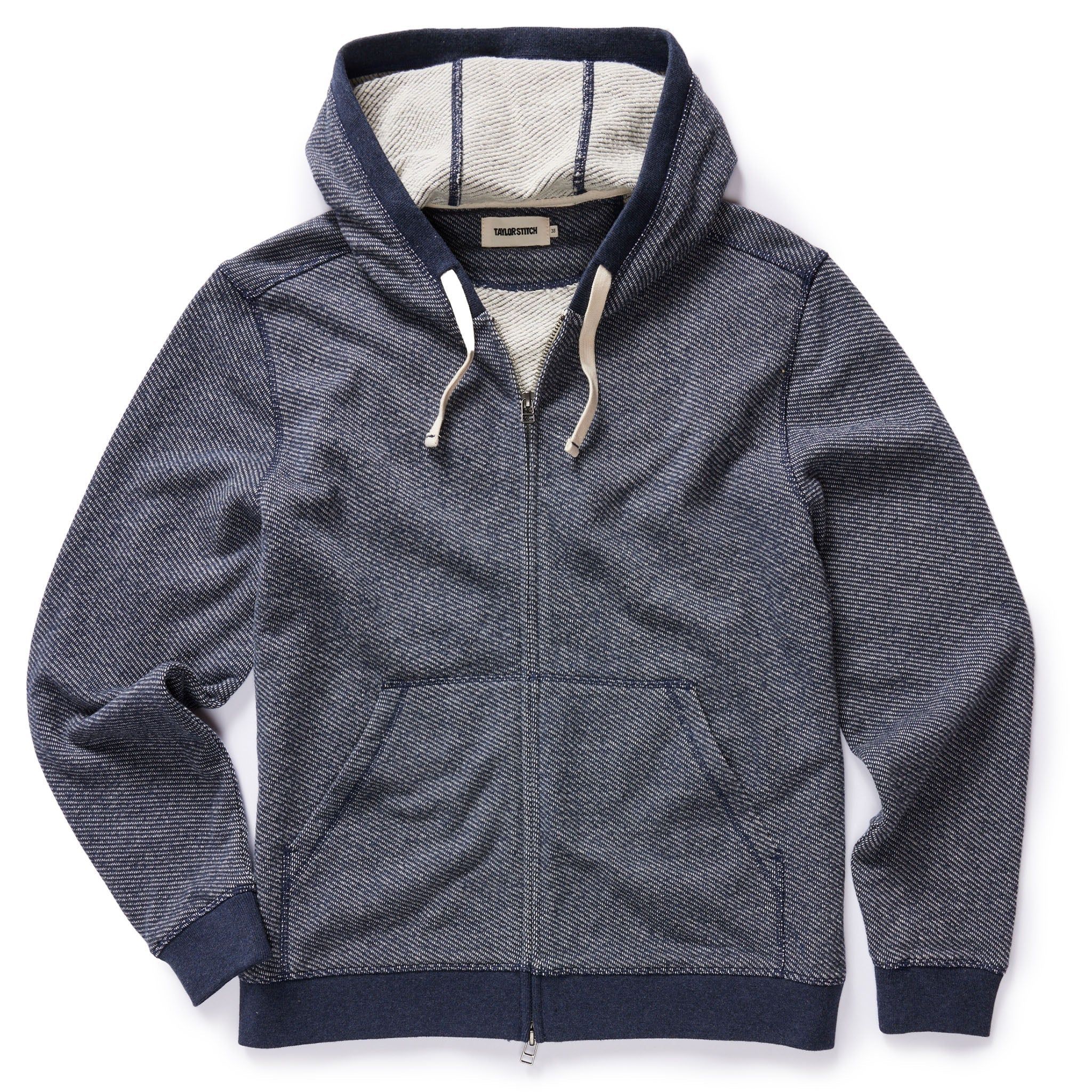 Ouown Apres Zip Hoodie in Heather Navy Terry