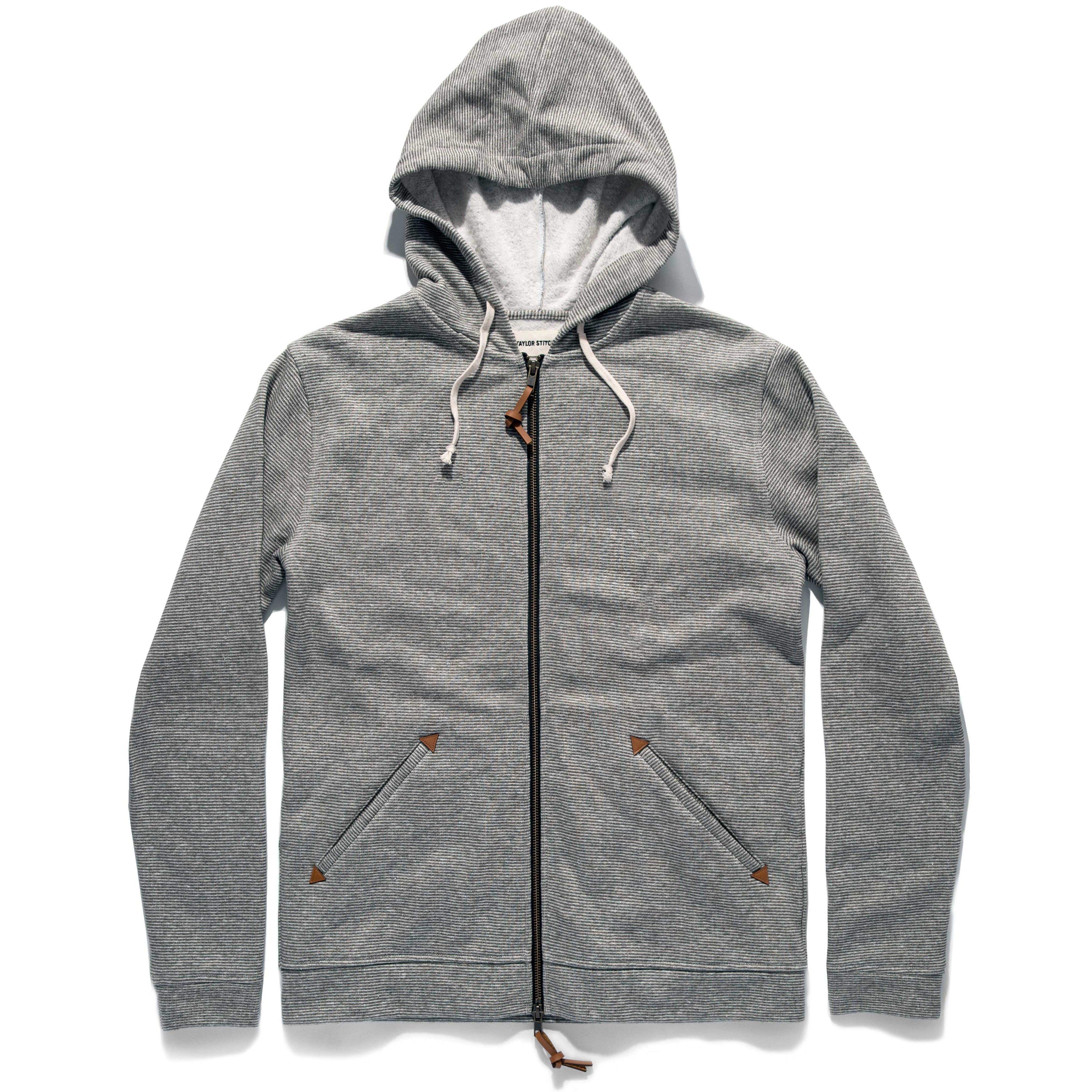 Ouown Après Hoodie in Olive Stripe Hemp Fleece