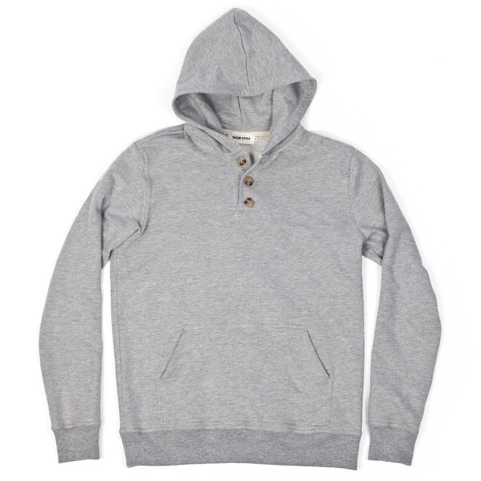 Heather Grey 3 Button Hooded Sweatshirt