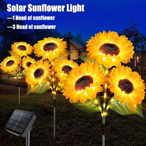 Waterproof  LED Sunflower Yellow Flower Solar Lights Patio Lawn Garden Pathway Decorative Outdoor Lighting Battery Power