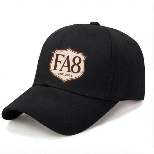 Streetwear Classic Cotton Baseball Cap with Shield-Shaped FA8 Logo Print Unisex for Daily Casual Wear
