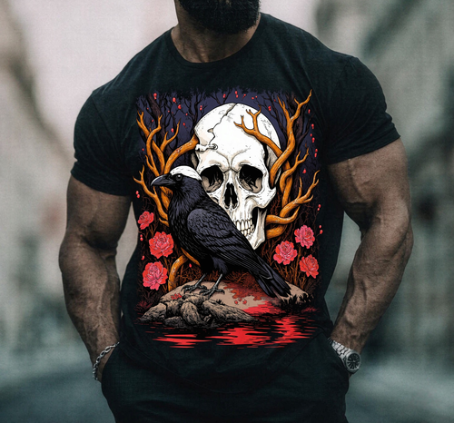 Halloween skeleton, Funny Mens T-Shirt - Relaxed Fit Crew Neck Short Sleeve Tee, Lightweight Breathable Fabric for Daily Wear, Perfect Gift for Father Husband Brother Friend on Birthday Christmas Thanksgiving Halloween Easter St Patricks Day Valentine's Day Summer Outdoor Activities Casual Street Style Cool Design