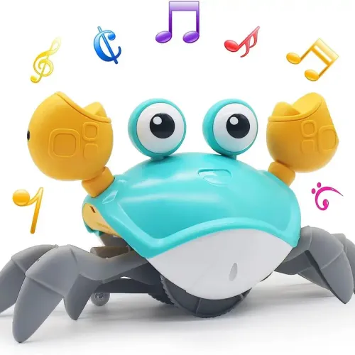 Rechargeable Crawling Crab kid's toy with Music&Automatic obstacle avoidance, Interactive kids Tummy Time Crab with Music, Walking Dancing Crab, Fun Boy Girl