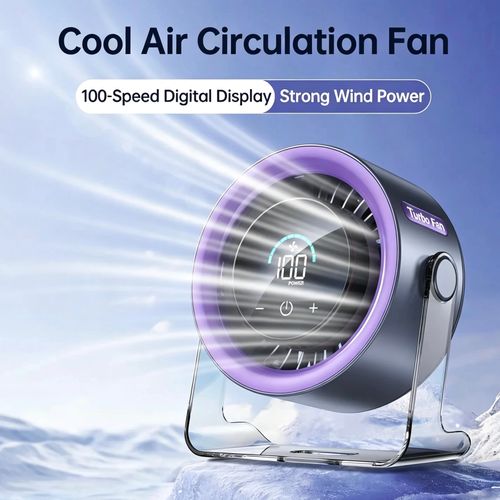 Rechargeable Portable Desk Fan - 100-Speed Digital Display, Low Noise, Dual Adjustment Modes, Travel Vacation Office Essential, Desk Accessories, Quiet Cool Gadgets, USB Mobile Fan, Rechargeable Portable Fan