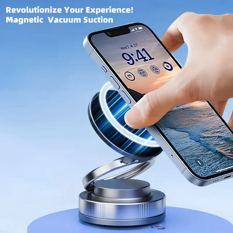 360° Adjustable Vacuum Magnetic Phone Holder, Suction Cup Phone Mount for Magsafe, Portable Cell Phone Holder for Car,Makeup,Gym,Mirror