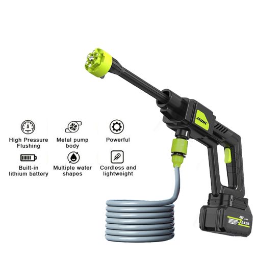 Wireless High Pressure Car Washer Water Gun Portable Car Wash Cleaner with 48VH, 12000mAh Battery & 300W Motor for Easy Use
