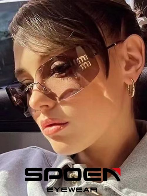 Y2K Baddie Style Frameless Tea Brown Sunglasses - Face Slimming