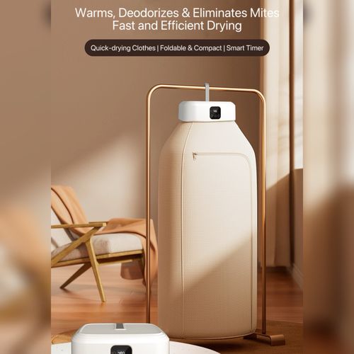 Electric Portable Clothes Dryer 600W with Remote Control, Foldable Mini Dryer. Small Compact Design for RV, Travel & Home Use, Lightweight, Quick and Easy to Use with Dryer Bag