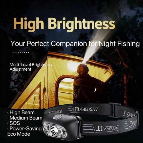 Dual Lithium LED Headlamp for Outdoor Professionals: Long-Running Bright Light for Fishing, Mining, Hiking, and Camping
