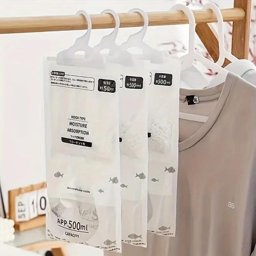 10pcs Large Hanging Closet Dehumidifier Bag, Moisture Absorber for Home, Closet Wardrobe & Bathroom, Student Dormitory, Home Use, Long Lasting & Easy to Use