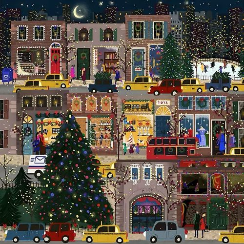 Christmas Puzzle: 500-Piece Christmas Bustling Street Festive Night Jigsaw