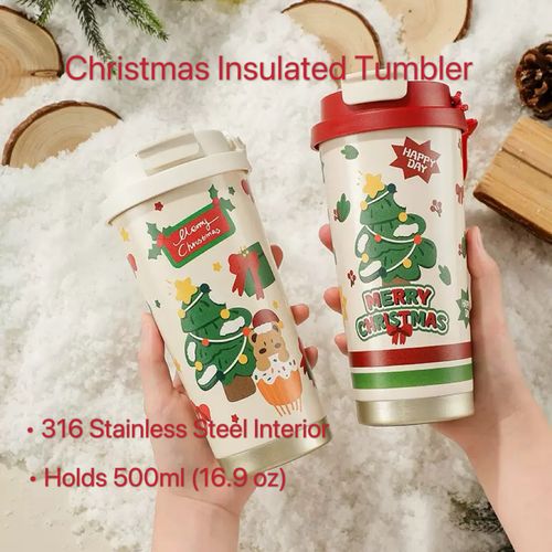 Christmas-Themed Insulated Tumbler - 316 Stainless Steel Travel Mug for Hot & Cold Drinks, Perfect Holiday Gift