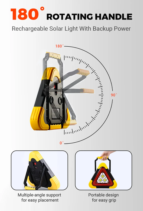 3-IN-1 solar emergency triangle warning light at the roadside