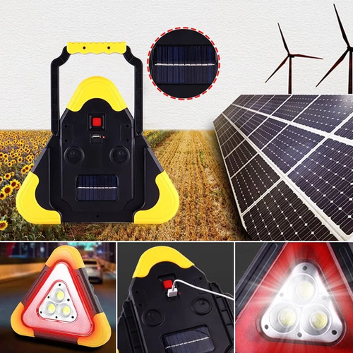 3-IN-1 solar emergency triangle warning light at the roadside