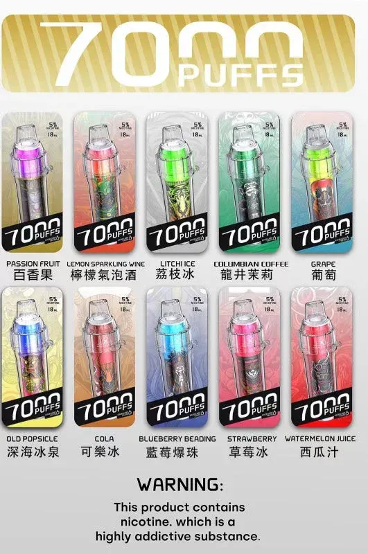 台灣現貨 HEBAT喜貝五代7000口抛棄式一次性電子煙 ILIA糖果雲煙館