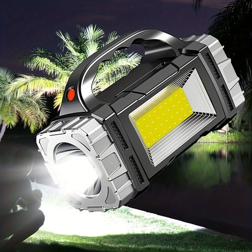 1pc Multifunctional Solar Portable Light, USB Rechargeable LED Flashlight With Side Light, Floodlight&Spotlight, Handheld Torch, For Home, Outdoor, Camping, Fishing, Hiking, Nightwalk Lantern