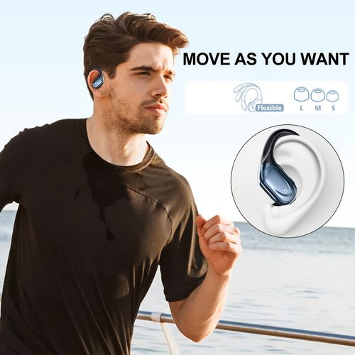 New Wireless Earbuds for Running Sports, Noise Cancelling Wireless Earphones with Earhooks Pure Bass Sound, Over Ear Headphones with Dual-LED Display, Earphones Built-in Microphone, Noise Cancelling Headset
