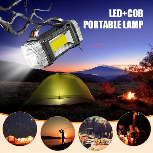 1pc Multifunctional Solar Portable Light, USB Rechargeable LED Flashlight With Side Light, Floodlight&Spotlight, Handheld Torch, For Home, Outdoor, Camping, Fishing, Hiking, Nightwalk Lantern