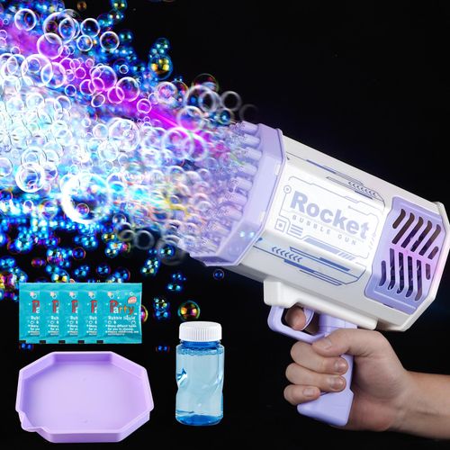 Bubble Machine Gun with 69 Holes - Colorful Lights Bubble Maker for Kids Powerful Automatic Bubble Blower Fun Outdoor & Party Toy