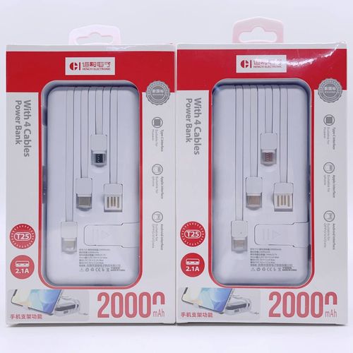 Ultra Capacity Power Bank 20000mAh Cargador Portatil With Cables Portable Charger For iphone Samsung Pixel Powerbank 50000mah