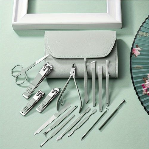 Professional Nail Care Kit - Portable Travel Case, Cuticle Nippers, Cutter, and Clippers for Manicure and Pedicure - Unscented, No Nail Glue or Powder, Ideal for Travel and Grooming