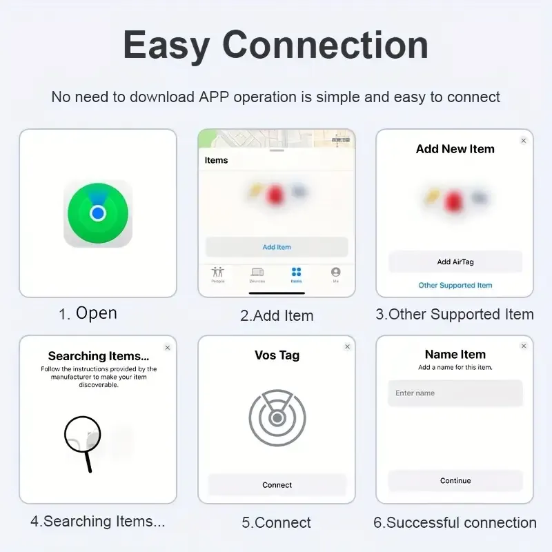 4-piece ISOOCO Smart GPS Tracker (Only compatible with IOS, not Android), Item Finder, Global Positioner, Mini Location Tag, Real-time short-range positioning, suitable for cars, bicycles, suitcases, schoolbags, keychains, wallets, etc., CR2032 replaceable battery, no network required, no need to install APP, permanently free.
