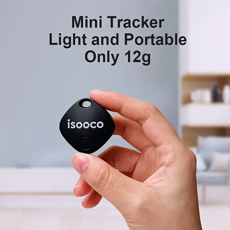 4-piece ISOOCO Smart GPS Tracker (Only compatible with IOS, not Android), Item Finder, Global Positioner, Mini Location Tag, Real-time short-range positioning, suitable for cars, bicycles, suitcases, schoolbags, keychains, wallets, etc., CR2032 replaceable battery, no network required, no need to install APP, permanently free.
