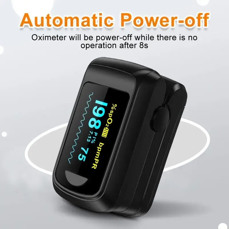Portable fingertip blood oxygen meter, digital fingertip blood oxygen monitor, portable blood oxygen sensor, home-use OLED display - accurate SPO2 reading, heart rate and blood oxygen saturation detection