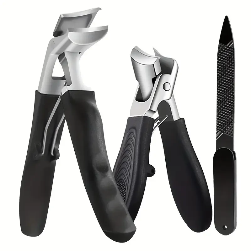3-piece elderly-specific thick-nail clippers with a collector, angled heavy-duty toe nail scissors with a sloping edge, wide-mouth non-disruptive large nail scissors suitable for both men and women, sharp stainless steel nail scissors - a father's gift