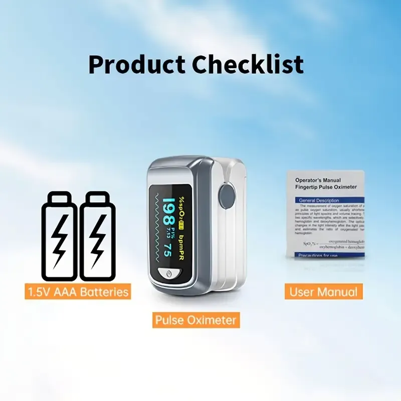 Portable fingertip blood oxygen meter, digital fingertip blood oxygen monitor, portable blood oxygen sensor, home-use OLED display - accurate SPO2 reading, heart rate and blood oxygen saturation detection