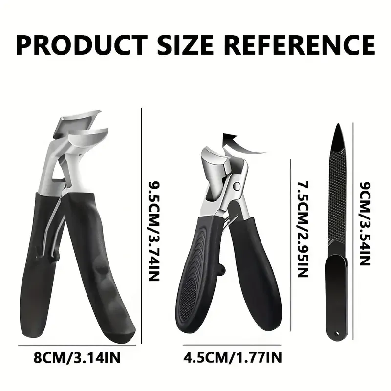 3-piece elderly-specific thick-nail clippers with a collector, angled heavy-duty toe nail scissors with a sloping edge, wide-mouth non-disruptive large nail scissors suitable for both men and women, sharp stainless steel nail scissors - a father's gift