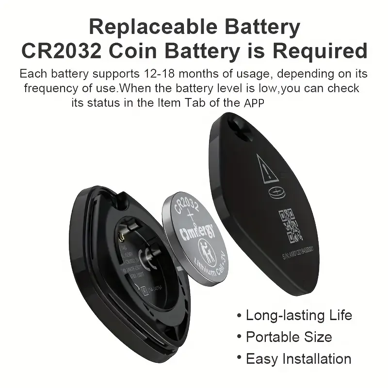 4-piece ISOOCO Smart GPS Tracker (Only compatible with IOS, not Android), Item Finder, Global Positioner, Mini Location Tag, Real-time short-range positioning, suitable for cars, bicycles, suitcases, schoolbags, keychains, wallets, etc., CR2032 replaceable battery, no network required, no need to install APP, permanently free.