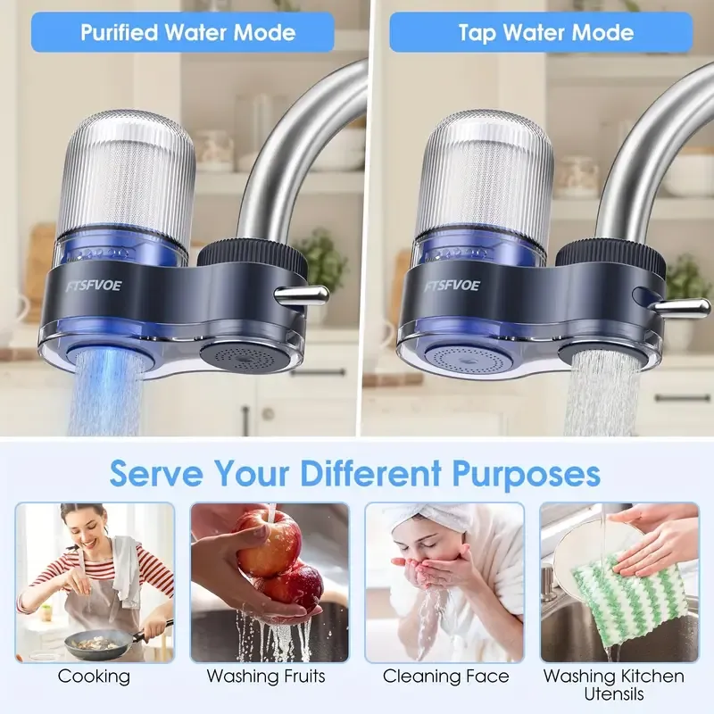 Sink water purifier, illuminated faucet water purifier, activated carbon faucet water purifier can remove chlorine, scale, heavy metals and odors. It comes with one original ceramic filter element.