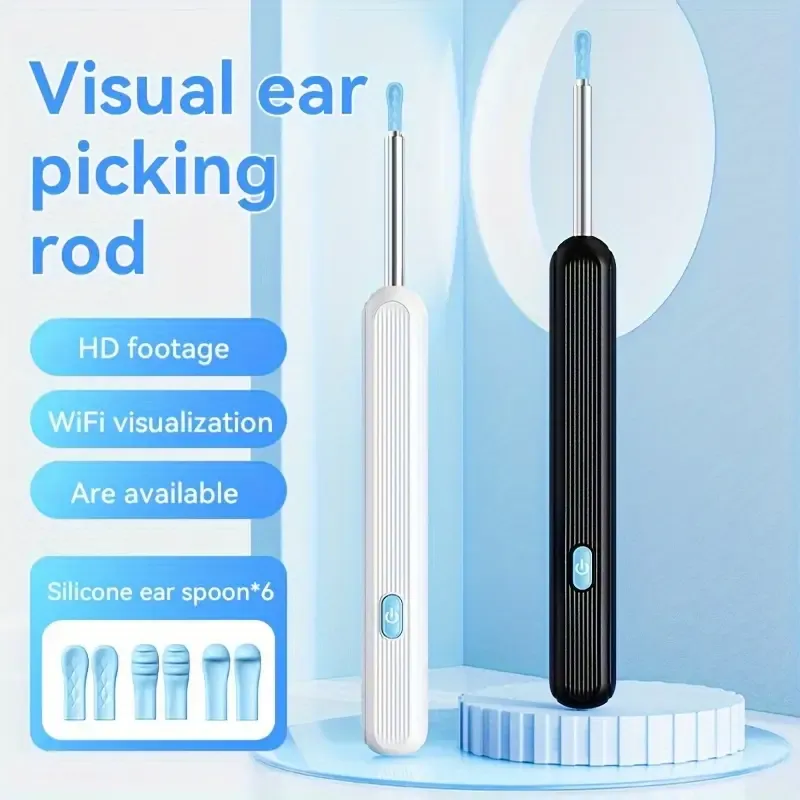 Visible ear cleaning tool, an earwax removal kit with 6 ear scoops, a visible ear cleaning tool with a camera and light, comes with a 9-piece ear scoop set, suitable for all mobile phones, safe and comfortable for cleaning ears