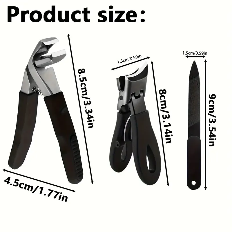 3-piece elderly-specific thick-nail clippers with a collector, angled heavy-duty toe nail scissors with a sloping edge, wide-mouth non-disruptive large nail scissors suitable for both men and women, sharp stainless steel nail scissors - a father's gift
