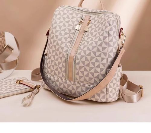 （Cinza claro）2025 Novo Modelo Clássico Terno Estilo Versátil Mochila com Travesseiro Dúplex Multifuncional Bolsa para Mulheres