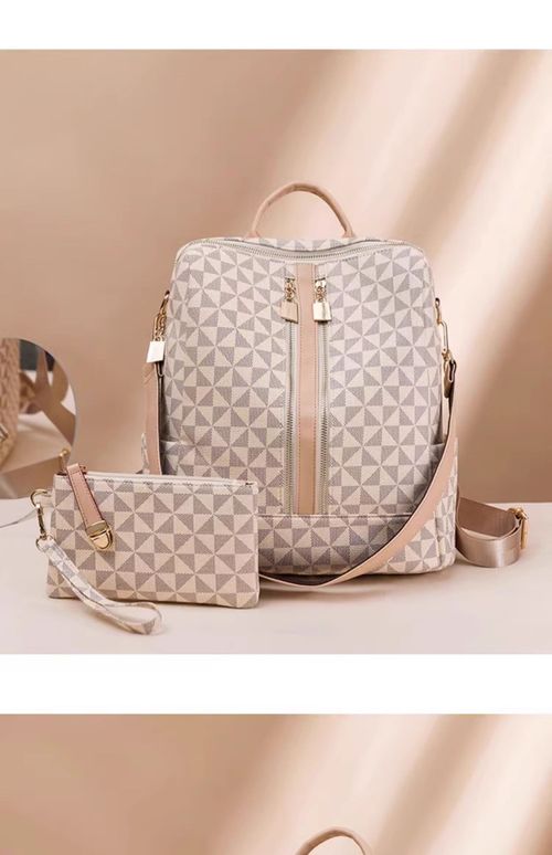 （Cinza claro）2025 Novo Modelo Clássico Terno Estilo Versátil Mochila com Travesseiro Dúplex Multifuncional Bolsa para Mulheres