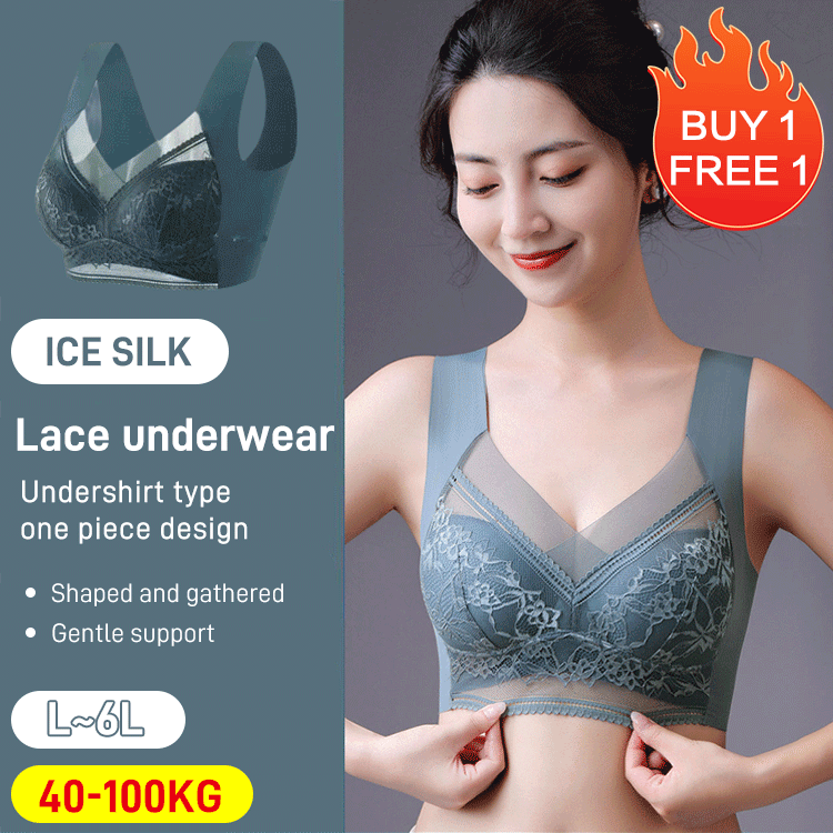 Women  lace ice silk bra
