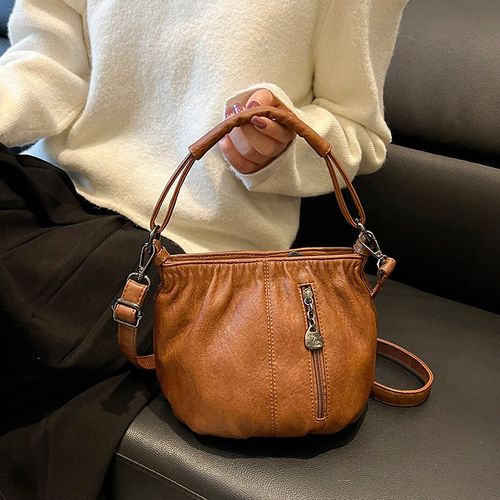 MJAA™-Fashion Simple Casual Pleated Bucket Soft Leather Handbag Shoulder Bag