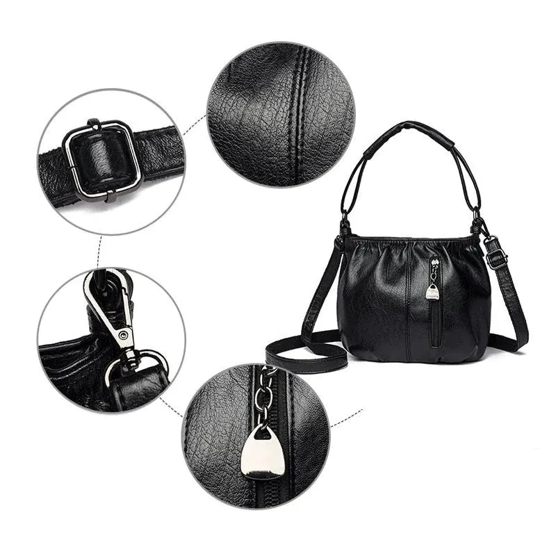 MJAA™-Fashion Simple Casual Pleated Bucket Soft Leather Handbag Shoulder Bag