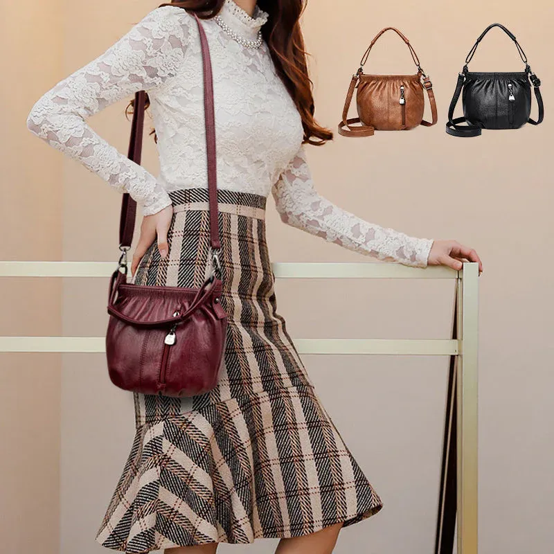 MJAA™-Fashion Simple Casual Pleated Bucket Soft Leather Handbag Shoulder Bag